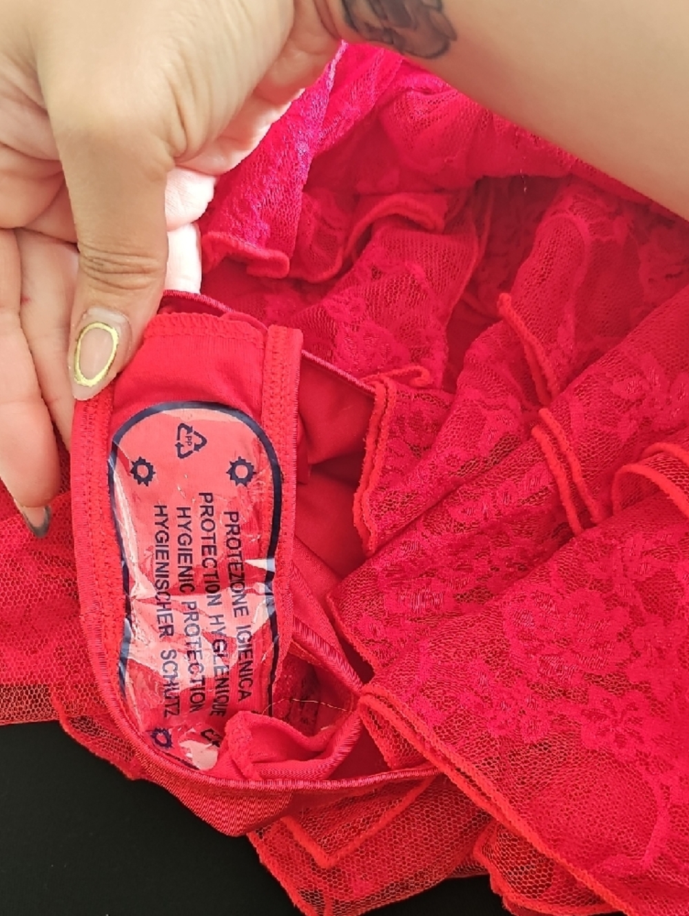 Red Lace Ruffled Bodysuit - Picture 5 of 8